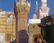 A Hot Day in Cairo (front of the Mosque) - 让·莱昂·杰罗姆